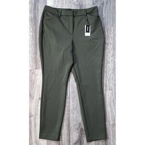 NWT Express Sz Large Super Soft Double Knit Dress Pants High Rise Trousers Green